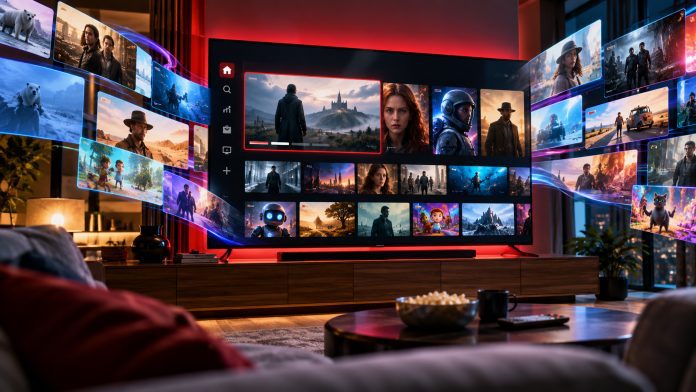 Salón cinematográfico con contenido en streaming
