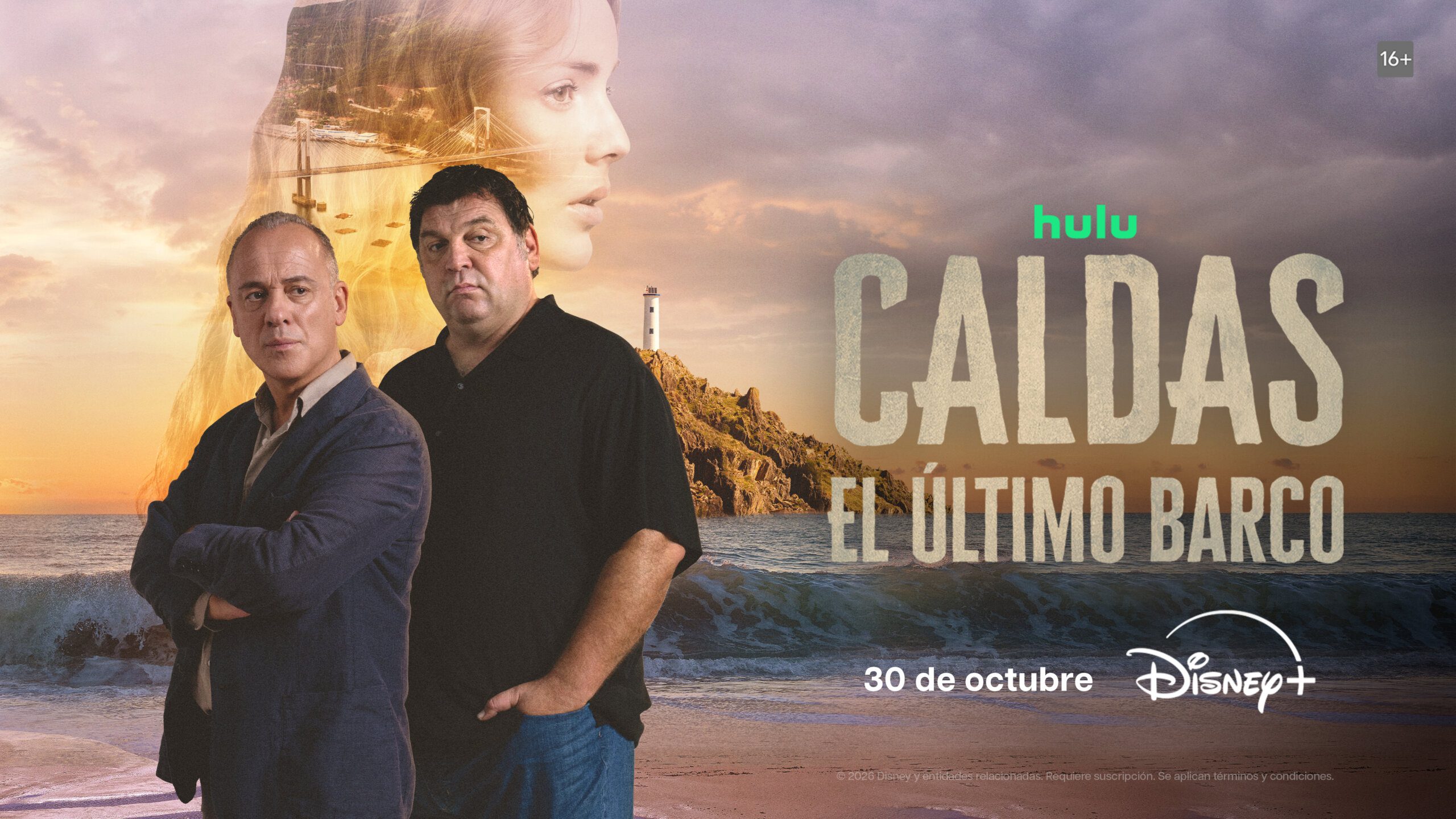 Cartel oficial de Caldas. El último barco, serie de Disney+ con Javier Gutiérrez y Hovik Keuchkerian