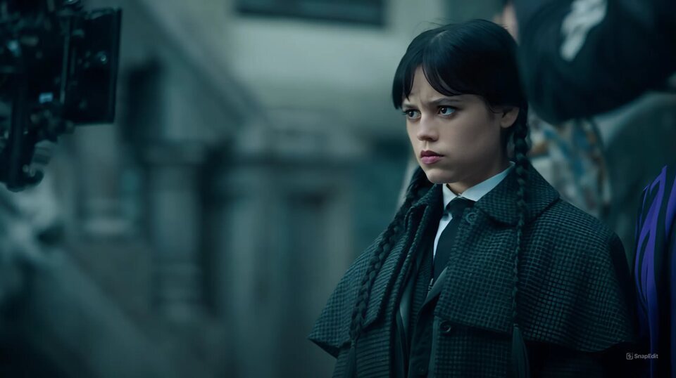 Jenna Ortega en el rodaje de la segunda temporada de 'Miércoles'