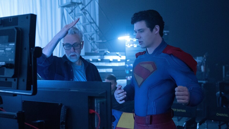 James Gunn y David Corenswet en el set de 'Superman'