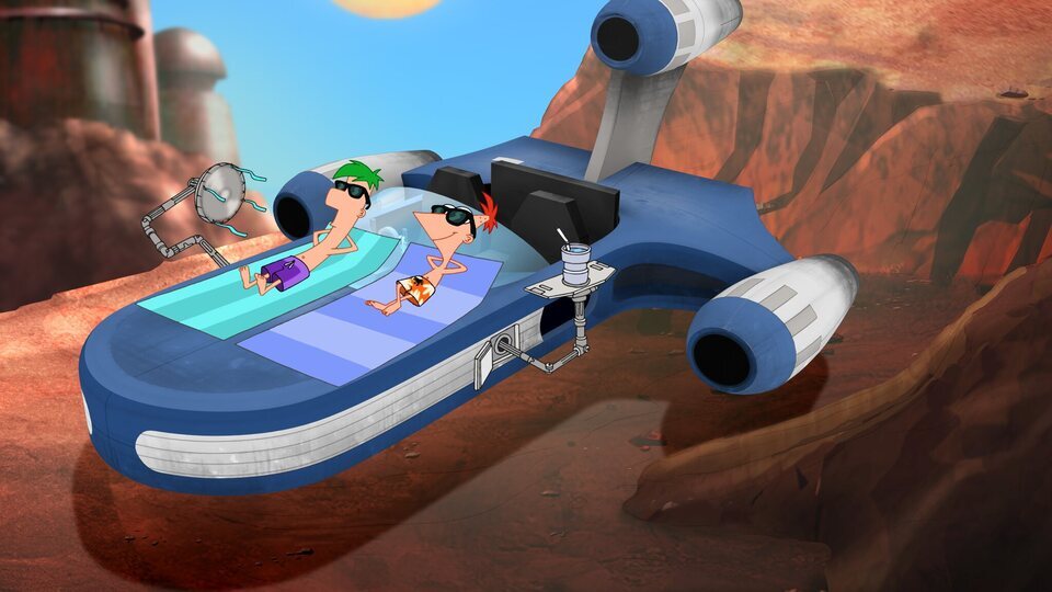 'Phineas y Ferb' sobre una nave similar a las de 'Star Wars'