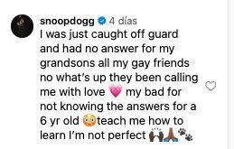 Comentario de Snoop Dogg en Instagram