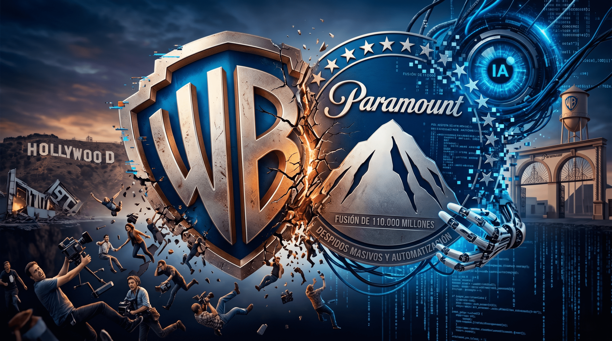 Warner y Paramount sellan la mayor fusión de Hollywood por 110.000 millones y desatan el temor a despidos y uso de IA Warner y Paramount sellan la mayor fusión de Hollywood por 110.000 millones y desatan el temor a despidos y uso de IA
